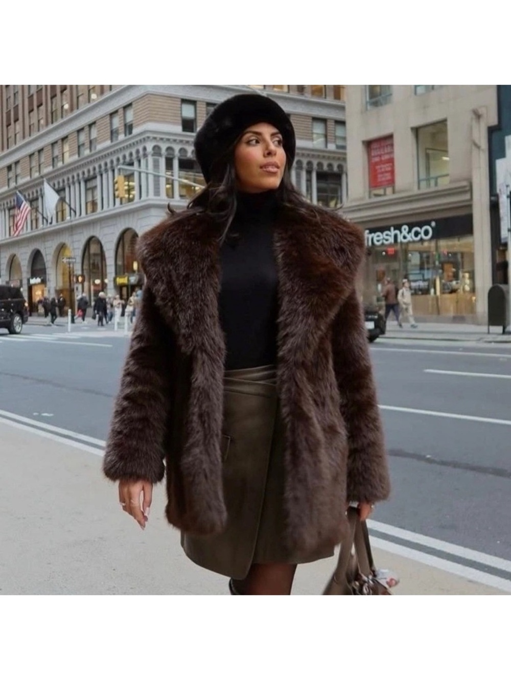 Zara Women's Brown Faux Fur Coat - Picture 3 of 8